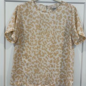 A New Day Beige and White Leopard Print Blouse
